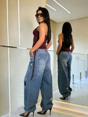 SC Plus Size Holes Loose Wide Leg Jeans GYLN-4947