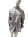 SC Long Sleeve Zipper Coat Two Piece Shorts Set GXZY-xy4055