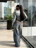 SC Leopard Print Patchwork Straight Jeans GYLN-4954