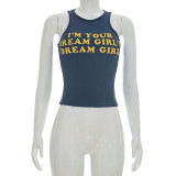SC Letter Print Sleeveless Tank Tops GSZM-D26TP078