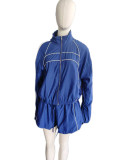 SC Long Sleeve Zipper Coat Two Piece Shorts Set GXZY-xy4055