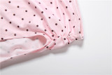 SC Polka Dots Print Tie Up Bikinis+Skirt 3 Piece Set GYME-K25S89257