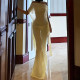 SC Sexy See Through Mesh Backless Maxi Dress GYME-K6D01333A