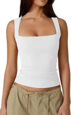 SC Plus Size Square Neck Solid Color Tank Top GYWO-55002