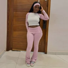 SC Contrast Color Long Sleeve Pants Three Piece Set GYWO-9910