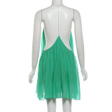 SC Solid Color V Neck Sleeveless Backless Mini Dress GYME-K6D00187A