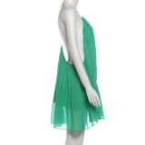 SC Solid Color V Neck Sleeveless Backless Mini Dress GYME-K6D00187A