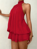 SC Sexy Backless Solid Color Mini Dress GYWO-55056