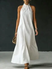 SC Off Shoulder Solid Color Maxi Dress GYWO-55075