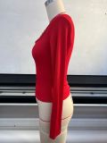 SC V Neck Solid Color Tops GYWO-55040