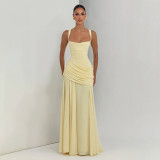 SC Square Neck Ruched Maxi Dress GYME-K6D03510A