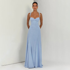 SC Solid Color Backless Maxi Dress GYME-K6D03508A