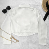 SC Solid Color Ruched Single Breasted Shirt GPBY-SH827