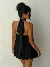 SC Sexy Backless Solid Color Mini Dress GYWO-55056