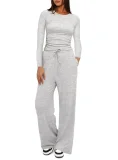 SC Sport Long Sleeve Solid Color Two Piece Pants Set GYWO-8836