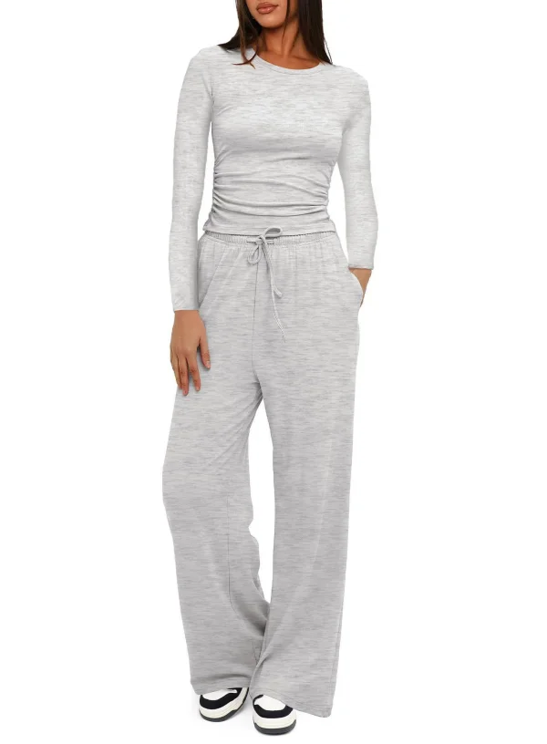 SC Sport Long Sleeve Solid Color Two Piece Pants Set GYWO-8836