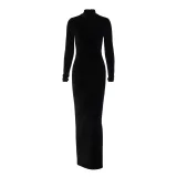 SC Velour Ruched Long Sleeve Maxi Dress GYEF-GA143-001