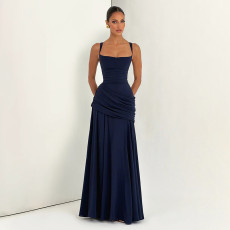 SC Square Neck Ruched Maxi Dress GYME-K6D03510A
