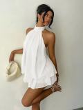SC Sexy Backless Solid Color Mini Dress GYWO-55056