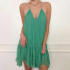 SC Solid Color V Neck Sleeveless Backless Mini Dress GYME-K6D00187A