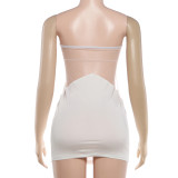 SC Solid Color Mesh Patchwork Mini Dress GYME-K6D01350A
