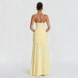 SC Square Neck Ruched Maxi Dress GYME-K6D03510A