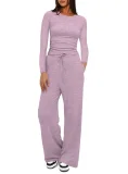 SC Sport Long Sleeve Solid Color Two Piece Pants Set GYWO-8836