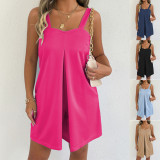 SC Solid Color Sleeveless Sling Romper GYWO-55038