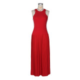 SC Solid Color Sleeveless Knits Maxi Dress ZSD-0780