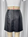 SC PU Leather High Waist Skirt GWDS-260148