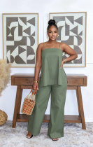 SC Solid Color Sling Top Loose Two Piece Pants Set NY-3892