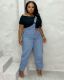 SC Plus Size Irregular Single Shoulder Denim Jumpsuit GYLN-8368