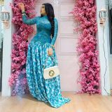 SC Mesh Print Long Sleeve Maxi Dress ZSD-0777