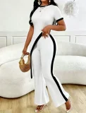 SC Contrast Color Irregular Top Pants 2 Piece Set QYMF-M604
