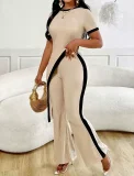 SC Contrast Color Irregular Top Pants 2 Piece Set QYMF-M604