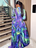 SC Mesh Print Long Sleeve Maxi Dress ZSD-0777