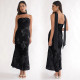 SC Sexy Ribbon Print Backless Tube Top Maxi Dress BY-7671