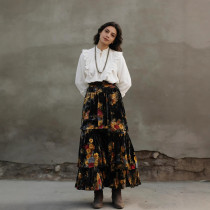 SC Floral Print High-waisted Tiered Long Skirts GWDS-260162