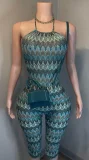 SC Print Halterneck Backless Slim Seventh Jumpsuit YMEF-59055