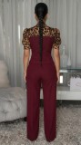 SC Leopard Patchwork Tie Up Jumpsuit OSM-4497