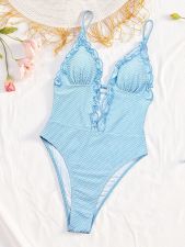 SC Solid Color Tie Up One Piece Swimsuit CSYZ-G609W