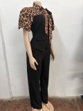 SC Leopard Patchwork Tie Up Jumpsuit OSM-4497