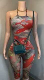 SC Print Halterneck Backless Slim Seventh Jumpsuit YMEF-59055