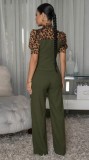 SC Leopard Patchwork Tie Up Jumpsuit OSM-4497
