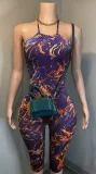 SC Print Halterneck Backless Slim Seventh Jumpsuit YMEF-59055