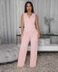 SC Sleeveless Blazer Vest Wide Leg Jumpsuit OSM-4499