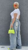 SC Plus Size Fashion Holes Washed Straight Jeans GYLN-5000