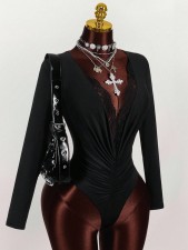 SC Long Sleeve Lace Patchwork Bodysuit GXIY-K25L1875