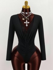 SC Long Sleeve Lace Patchwork Bodysuit GXIY-K25L1875