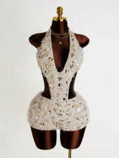 SC Sexy Sequin Backless Romper GXIY-K26L2109